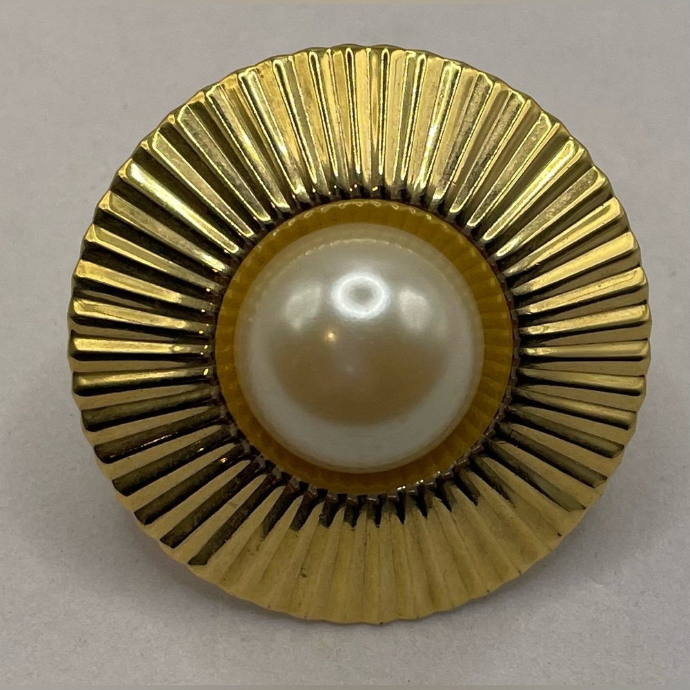 3 for $30 Vintage Gold Tone Scarf Ring with Faux Cabochon Pearl Center